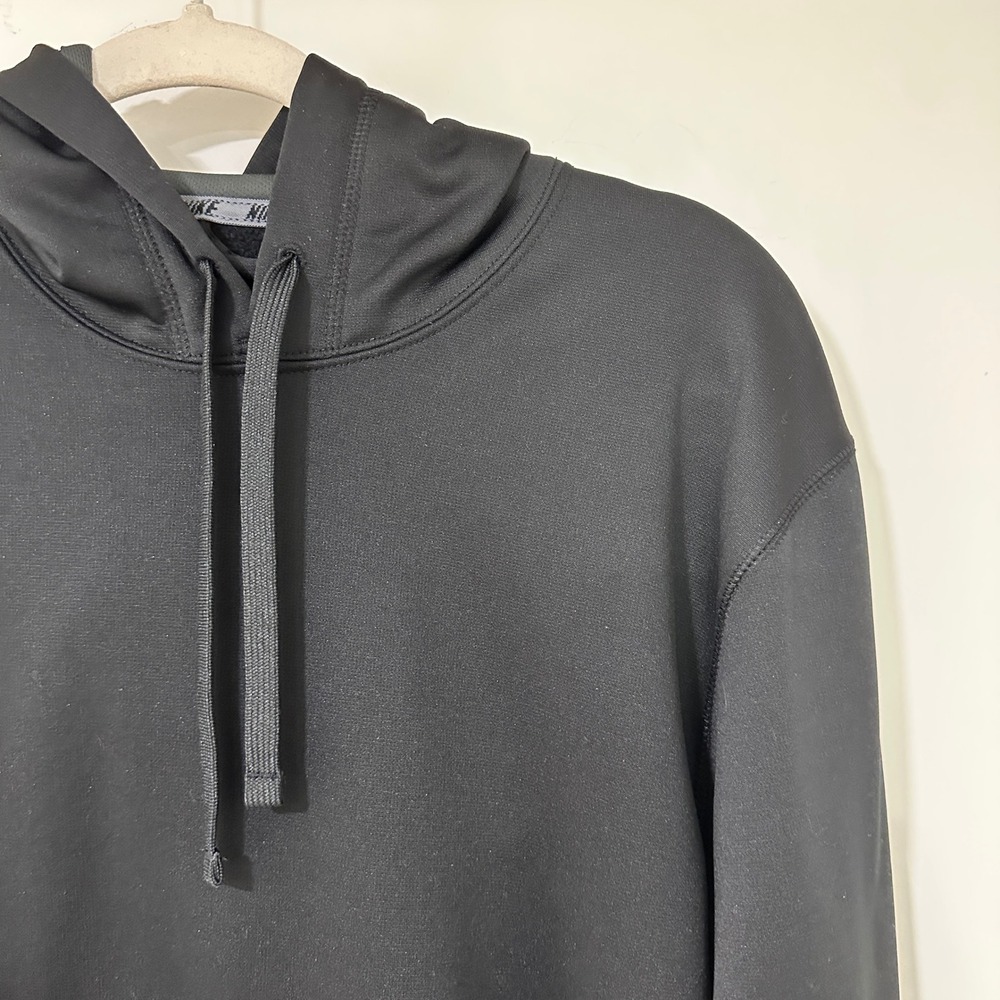 Nike Therma-FIT Mens Hoodie Size M Black Gray Fleece Pullover Sweatshirt Active